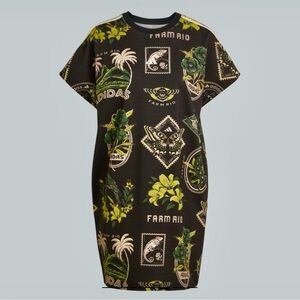 Adidas X Farm Rio Women Commercial Cotton Jersey Mini Sporty Dress XS New